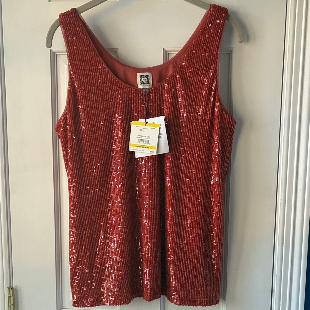 Anne Klein Red Sequin Tank Top